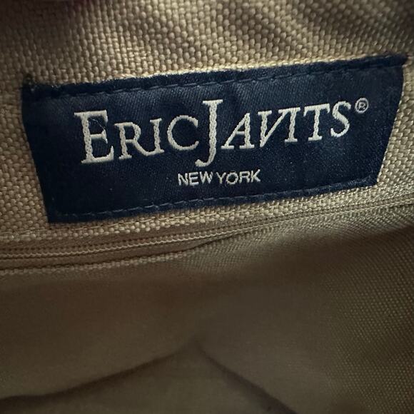 Eric Javits New York Tobacco Brown Woven Straw Leather Shoulder Handbag Purse - Picture 11 of 12